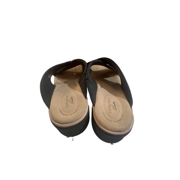 Clarks Collection Wedge Slide Sandals Jillian Gem Black Leather Size 10 - Picture 4 of 7